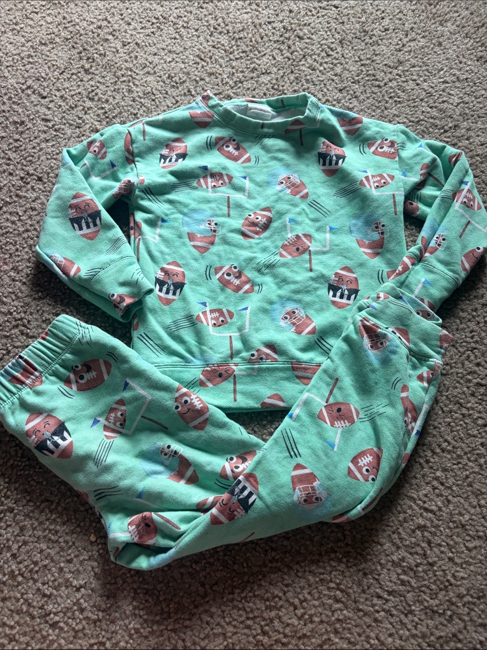 B9 Birdie Bean 2pc Bamboo Joggers + Crewneck, 4t Football Print Pilling